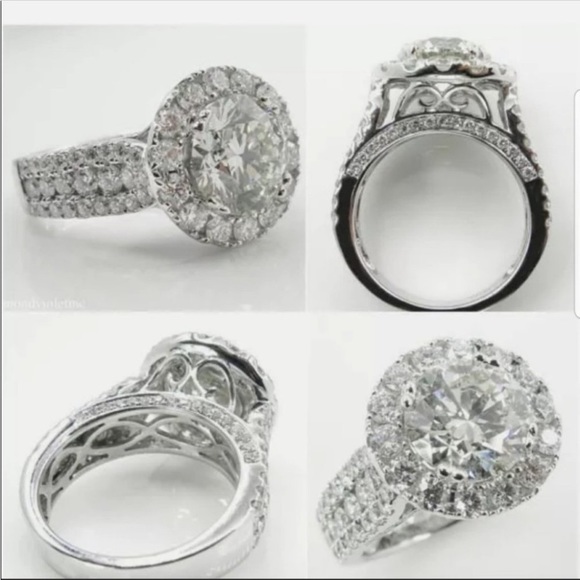 NEW 925 SILVER  ROUND DIAMOND HALO RING💍 - Picture 5 of 6